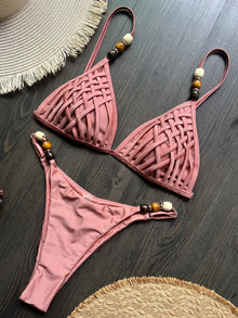 Pearls Strap Bikini Set Women Push Up Brazilian Swimsuit