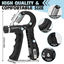 5-60Kg Adjustable Grip Strength Trainer with Finger Exerciser Hand Grip Strengthener for Muscle Building and Injury Recover