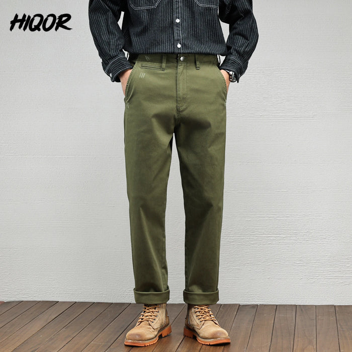 Pantalon décontracté en coton pour homme, automne-hiver, coupe droite ample, taille mi-haute, style rétro américain, pantalon de travail.