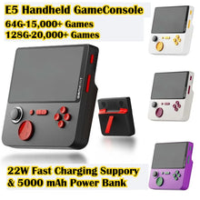 E5 Handheld Video Game Console 5 inch IPS Screen 5000mAh Power Bank 22W Retro Portable Arcade Gaming Console for Kids Adults