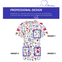 New Top for orthopedics Cotton bones skeleton printed Medical Blouse V-neck Nurse Doctor Operating T shirts Unisex Scrub Clothes