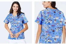 ANNO Hospital Staff Scrubs Top Medical Sanitary Nursing Uniform Dental Clinic Print Beauty Caregiver Coveralls