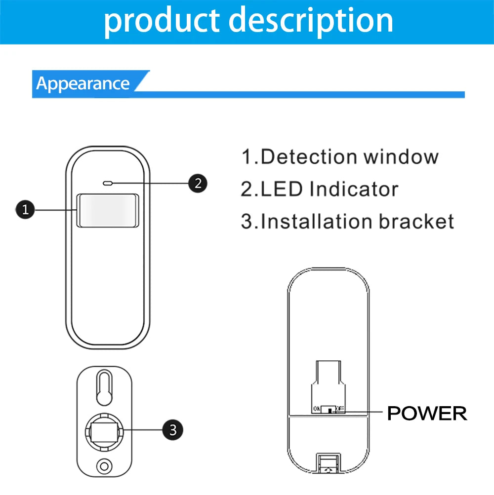 Auto Pet-proof PIR Infrared Motion Sensor 433Mhz Alarm Detector With Flash Led Light for Smart Home Security Alarm System