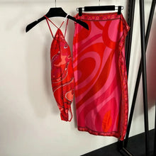 2026 Fashion Design Women's Red Scarf Sling Swimsuits Classic Brand Lady Scarf Bikini Sets with Letter Signature Logo