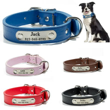 Personalized Dog Collar Name Carved ID Tag  Anti-lost Solid PU Leather Collar For Small Medium Large Dogs Puppy Cat Pet Supplies