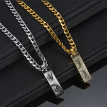 Letdiffery Custom Engraved Eyes Necklaces for Women Men Stainless Sreel Laser Carve Photo Names Square Pendant Jewelry Gifts
