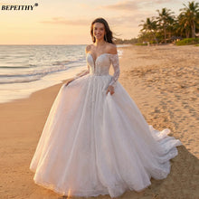 BEPEITHY Customized Sweetheart Long Sleeves Bride Wedding Dresses 2026 Women Princess Glitter Court Train Plus Size Bridal Gown