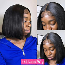 200% Density 13x4 Short Bob Straight Brazilian Remy Hair HD Transparent Lace Full Lace Frontal Wigs 4x4 5x5 Closure Wig 2x6 Lace