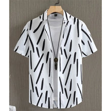 Summer Fashion 3D Print Striped Men's Shirts Basic GraphicsButton Short Sleeve Lapel Streetwear Hawaiian Blouse Shirts for Men