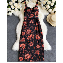 Summer Women Suspender Printed Dress Slim Fit Slit Tube Top