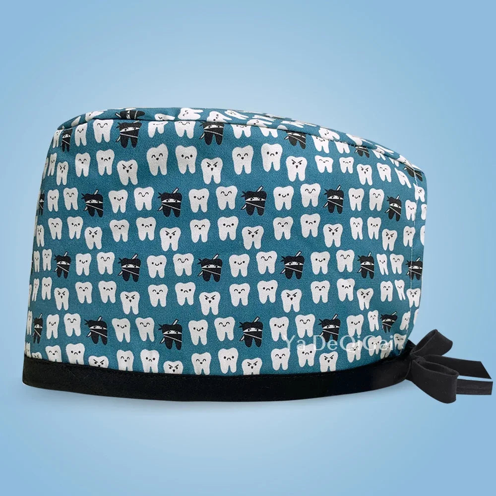 Cartoon Print Medical Scrub Hat Hospital Doctor Work Caps Health Worker Scrub Cap Pet Clinic Nurse Beautician Nursing Scrubs Hat