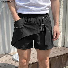 INCERUN Men's Shorts Solid Color Elastic Waist Joggers Casual Shorts For Man Streetwear Summer 2026 Fashion Leisure Men Bottoms