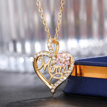 Huitan Mother's Day Necklace for Mom Luxury Trendy Craved Pendant Necklace Pink Flower Aesthetic Neck Accessories Love Jewelry