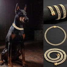 Collier pour chien chaîne cubaine en acier inoxydable avec boucle de sécurité réglable pour races petites et moyennes