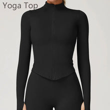 Seamless Zipper Long Sleeve Women Crop Top Yoga T Shirts