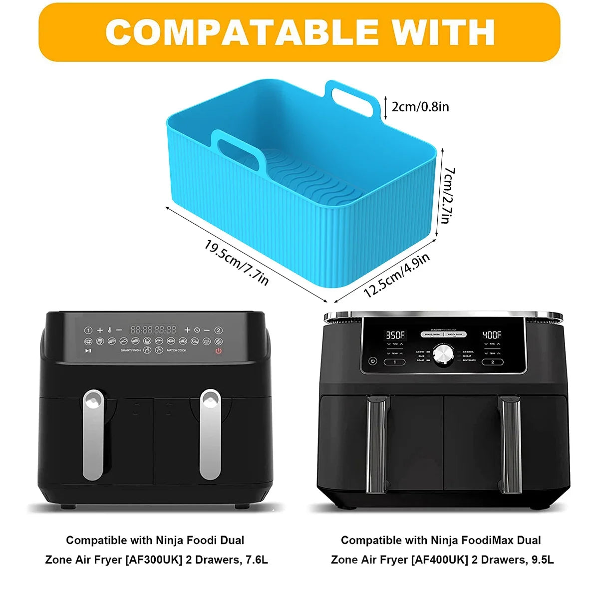2Pcs Air Fryer Silicone Liner for Ninja Dual Air Fryer Accessories Reusable Baking Pan Basket Oven Pot Liner Kitchen Accessories