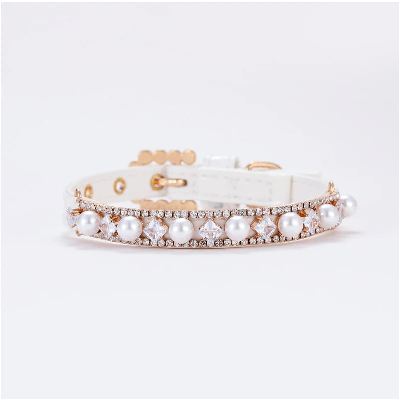 Luxury Cat Puppy Pearl Necklace Rhinestone Collar for Cats Small Dogs Ragdoll Cat Sphynx Necklaces Pet Accessories Collier Chat