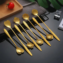 1 cuillère à café en acier inoxydable motif fleur de cerisier/rose, dorée, cadeau, accessoires de cuisine pour dessert et thé, décoration de table