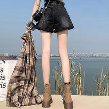 2024 Summer Women Shorts Pants Lady High Waisted Loose High Street Denim Pants Female Streetwear Black Gray Wide Leg Short Jeans