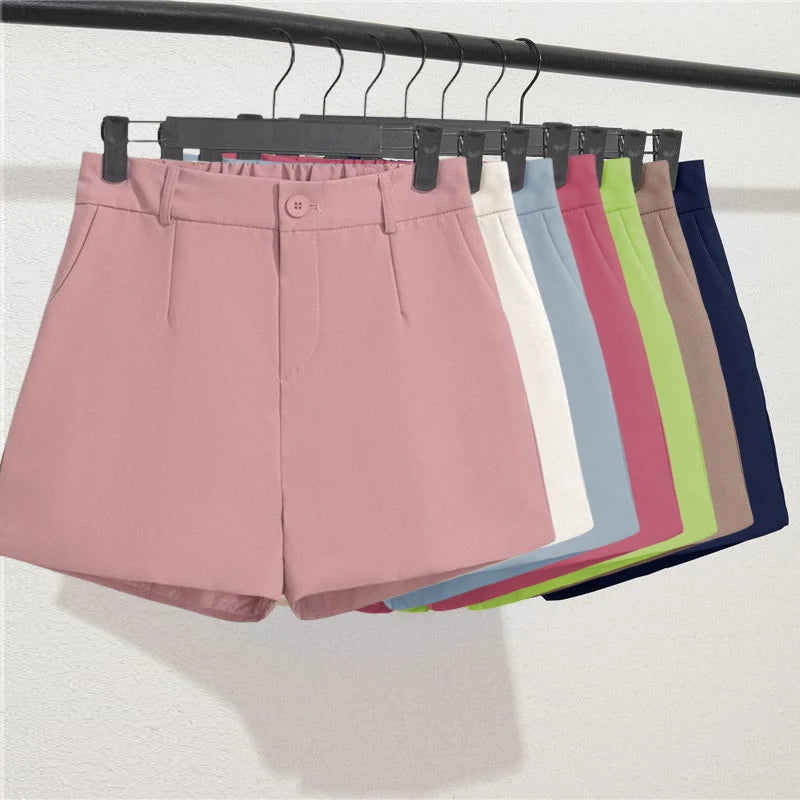 Korean Style Casual Elegant Office Lady Shorts Elastic Waist