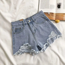 Korean Fashion Cowboy Denim Shorts Women High Waist Pockets