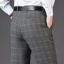 Pantalon de costume en cachemire pour homme, coupe droite classique, taille haute, motif à carreaux, coupe ample, pantalon habillé formel, business, tailles 42-44