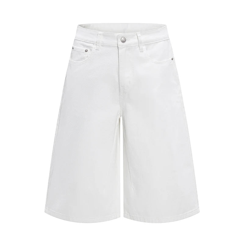 IEFB Summer New Men's Cropped Shorts Minimalist American Casual Wide Leg Pants High End Cotton Twill Soft Basic Bottoms 9X2789