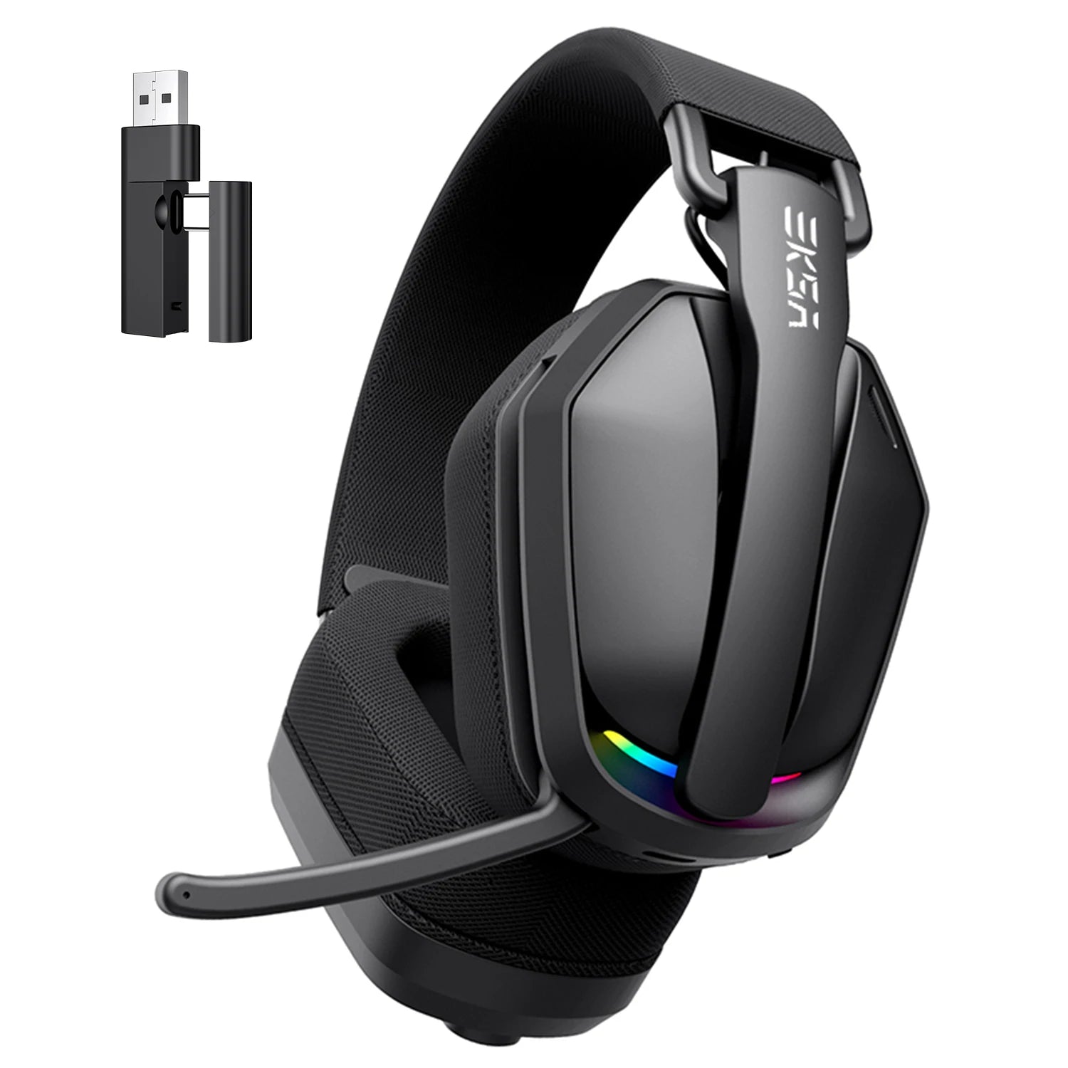 EKSA 2.4GHz Wireless Gaming Headphones With Mic USB/Type C Ultralight Foldable Over-Ear Bluetooth Headset Gamer For PC/PS5/Xbox