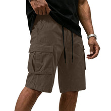 Men Multi-color Cargo Shorts Summer Loose Drawstring Elastic Waist Multi Pocket Quick Dry Casual Five Point Street Shorts