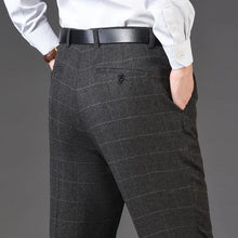 Pantalon de costume en cachemire pour homme, coupe droite classique, taille haute, motif à carreaux, coupe ample, pantalon habillé formel, business, tailles 42-44