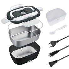 220V 110V 24V 12V 2 in 1 Electric Heating Lunch Box Car Truck Office Food Heater Stainless Steel Food Warmer Container Black Set