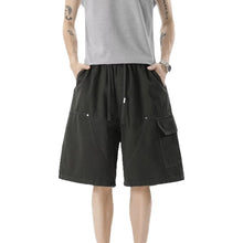 American Street Style Military Green Multi-Pocket Workwear Shorts Men Summer Deconstructed Rivet Design Loose Five-Quarter Pants