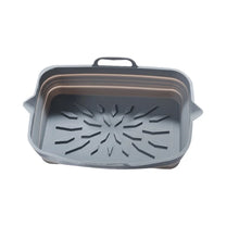 Silicone Air Fryers Oven Baking Tray Rectangle Oven Baking Tray Basket Reusable Liner Pizza Basket Mat Insert Dish Pan Accessory