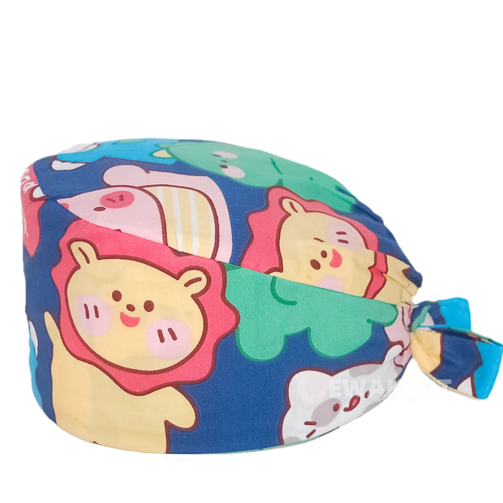Unisex Surgical Cap Medical Working hat Animal printed Dental Beauty Salon Chef hats 100%Cotton Nurse Doctor Hospital Scrub Caps