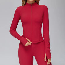 Women Stand Up Collar Zip Jacket Yoga Long Sleeve Gym Wear