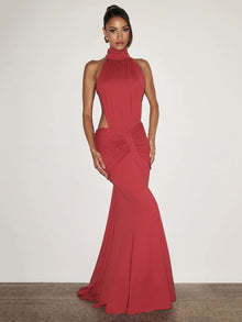 Articat Elegant Sleeveless Halter Bodycon Party Club Evening Dress Women Sexy Slim Backless Long Dresses Spring New Dress 2026