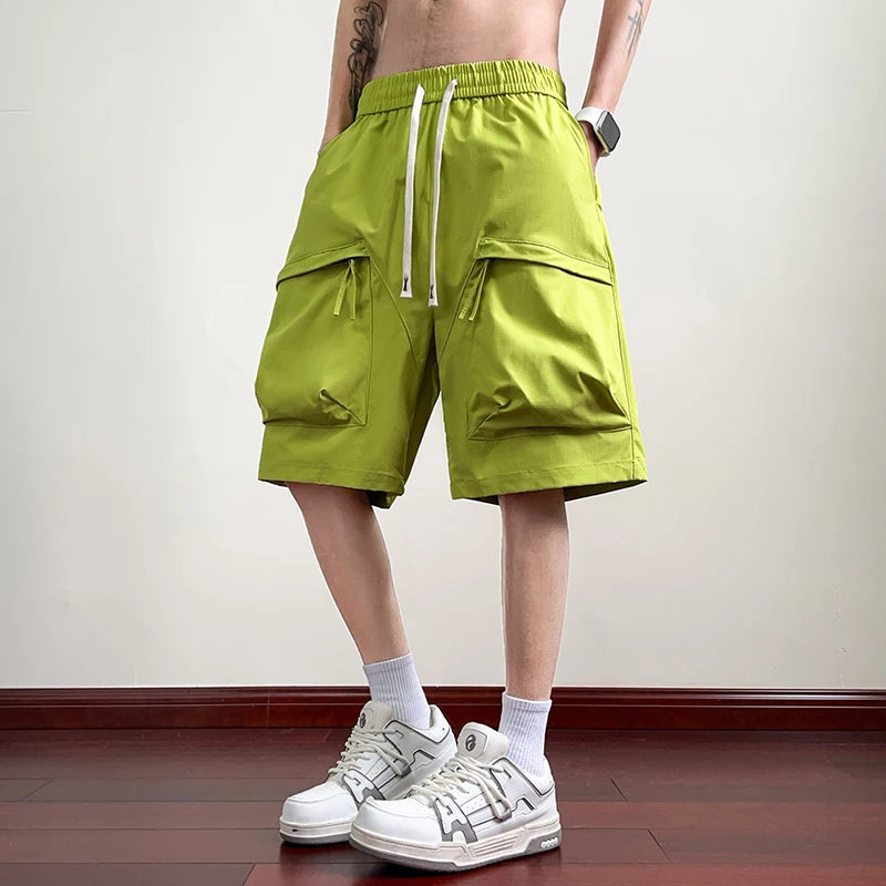 Summer High Street Bermuda Purple Cargo Shorts for Men Multi-pocket Sports Short Pants Casual Breathable Y2K Streetwear Shorts