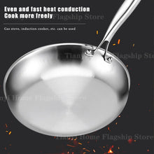 22/24/26/28/30cm Titanium Stainless Steel Frying Pan Non-stick Wok Home Egg Steak Skillet Induction Gas Stove Kitchen Cookware