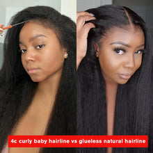 Yaki Kinky Straight Wigs 4C Edges Curly 13x6 HD Lace Frontal Wig Pre Plucked Curly Baby Hair 6x4 Glueless Wigs Ready To Wear