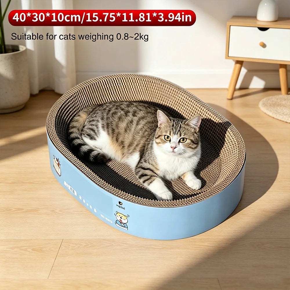 2 In 1 Oval Cat Nest Scratching Pad Wearproof Non Debris Cat Sleeping House For Indoor Cats