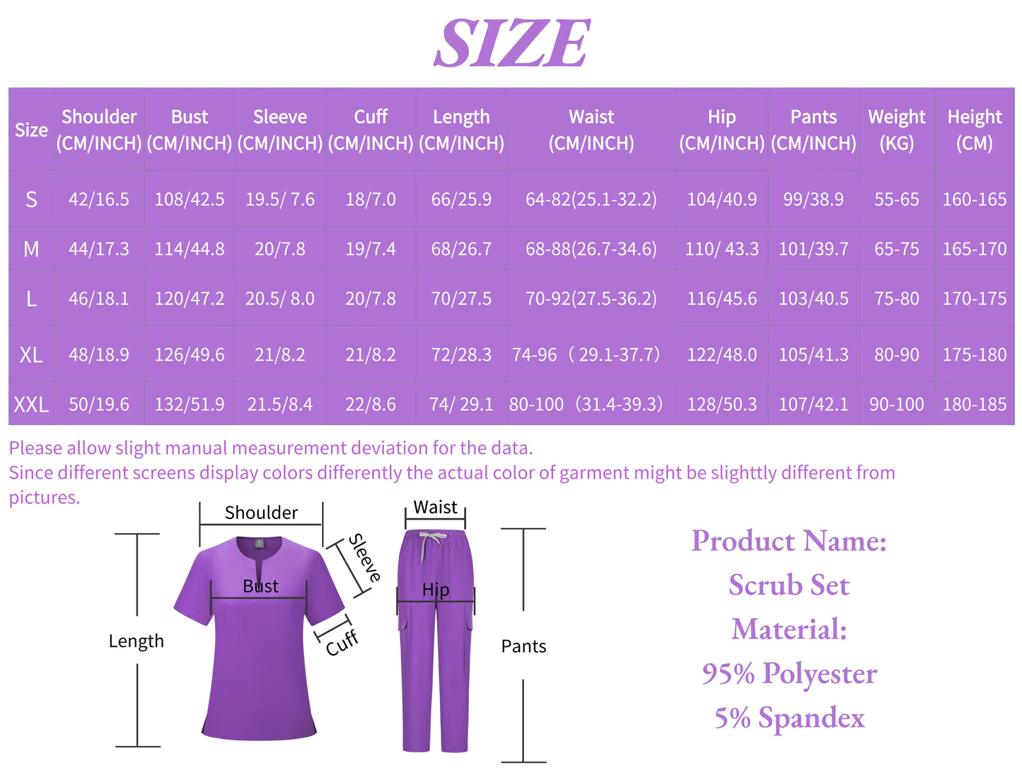 Medical Scrubs Uniform Women Nurse Scrub Set Pocket Top+Pants 2 Piece Suit Nursing Operating Room Clothes Beauty Salon Work Wear