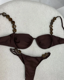 Golden Printed High Waist Bikini Set Push Up Swimsuit Women