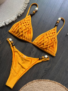 Pearls Strap Bikini Set Women Push Up Brazilian Swimsuit