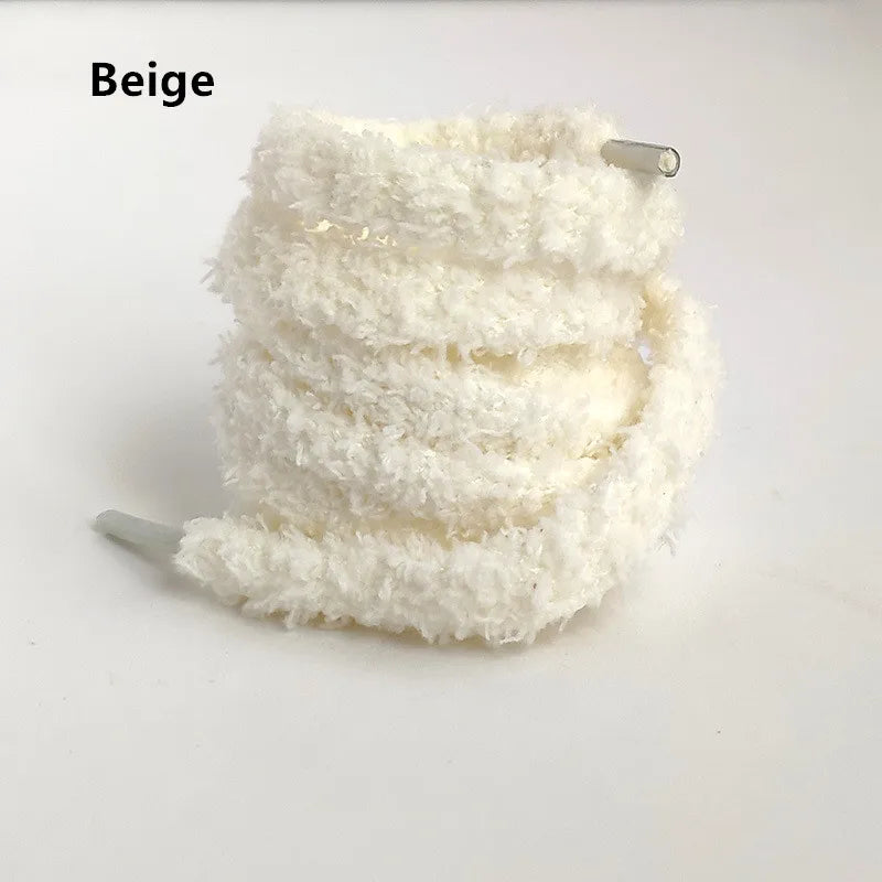 Beauty Cute Plush Shoelaces Men Women Winter Caterpillar Trend Personality For Sport Casual Basketball Sneakers DE Training Shoe