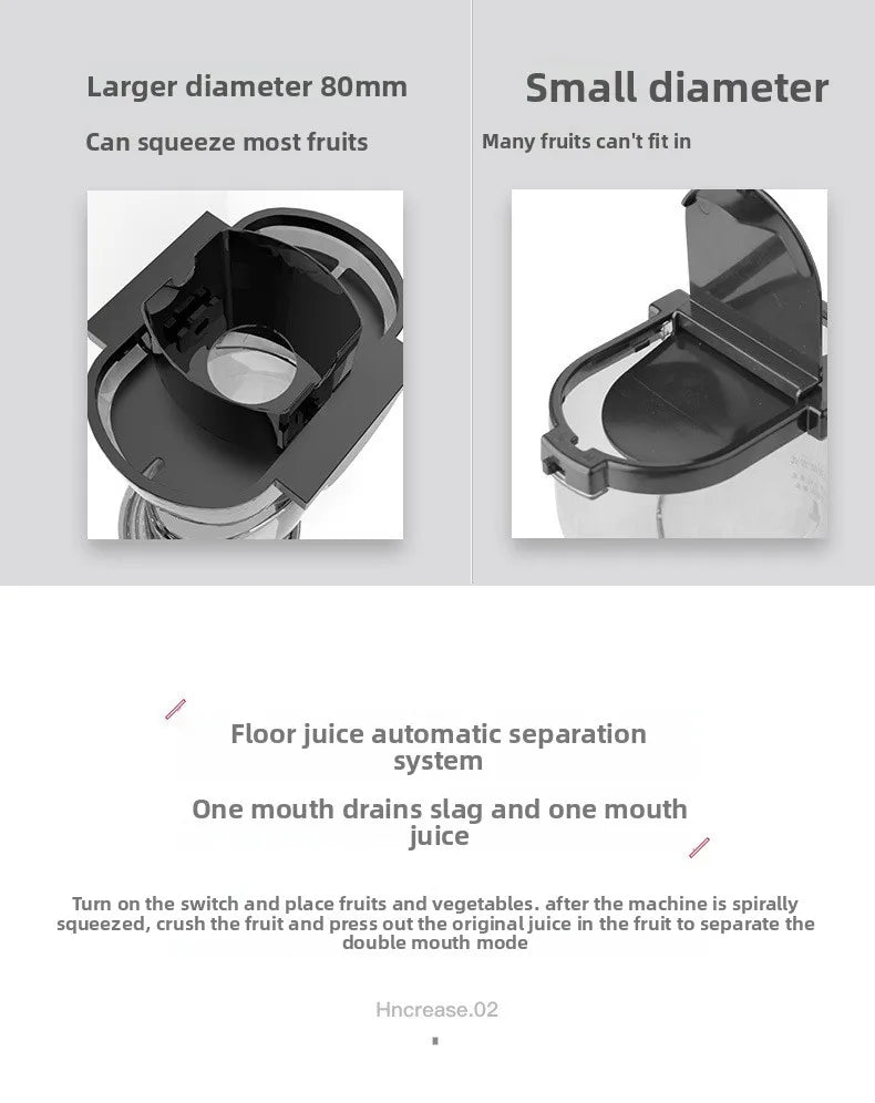 220V Cold Press Juicer Home Slag Separation Ginger Fruit Vegetable Juice Extractor Multifunctional Fruit Slow Juicer Automatic