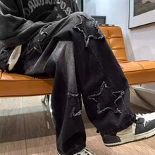 Y2K Clothes Straight Hip Hop Cotton Trousers Pantalon Homme 2024 New Fashion Stars Towel Embroidery Brown Men Jeans Pants