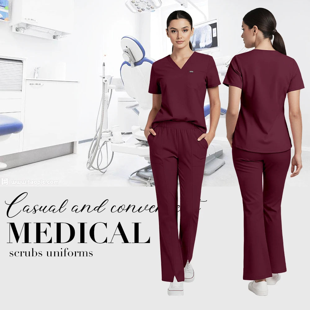 Niaahinn Pet Grooming Non-sticky Hair Workwear Surgical Uniform Medical Nurse Uniforms Women Scrubs Sets Pharmacist Work Clothes