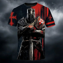 3D Print Templar Knight Warrior T-Shirt For Men Medieval Graphic Short Sleeve Tees Summer Casual Street Tops Round Neck T Shirts