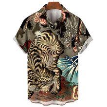 Men's Shirts 3D Animal Tiger Dragon Printed Short Sleeve Hawaiian Shirts Blouse New in Casual Button Up Aloha Shirt Male Tops