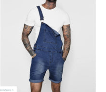 Fashion Streetwear Mens Suspenders Denim Jumpsuits Cargo Pants Men Shorts Masculino Jeans Pink Overalls